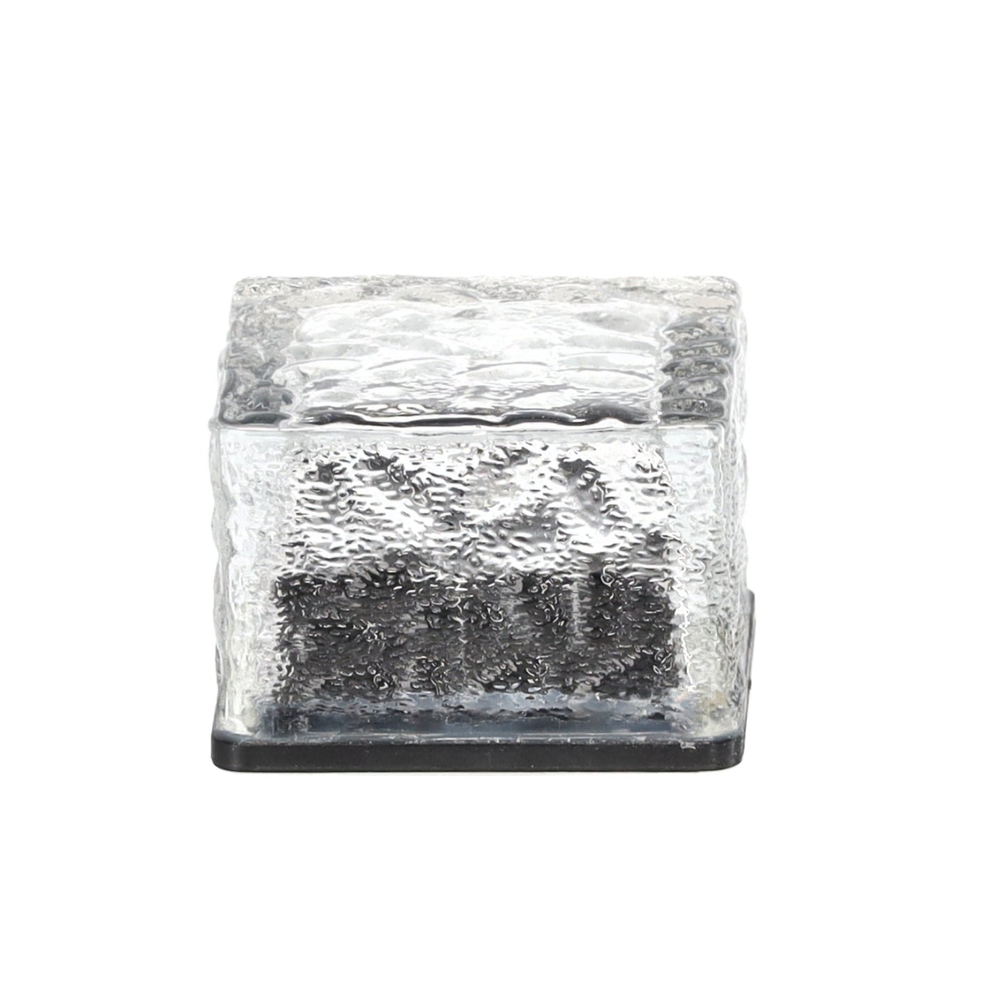 Stiklinė saulės lempa – kubas 7 × 7 × 5 cm, šaltai balta LED