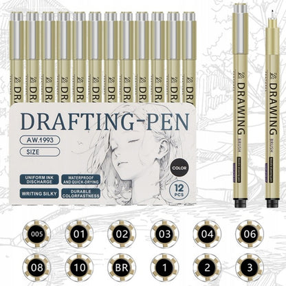 „Art Walker Drafting Pen“ techninių rašiklių rinkinys 12 vnt.