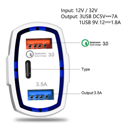 Auto Įkroviklis QC 3.0 TYPE-C