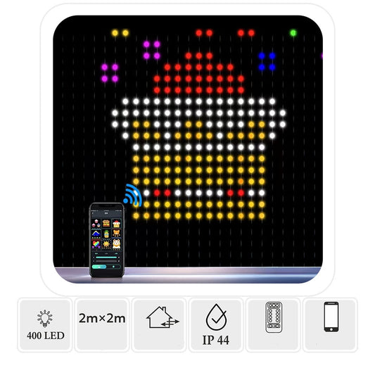 Išmani LED šviesų užuolaida „Smart Curtain“ 400 LED, multispalvė, 2×2 m