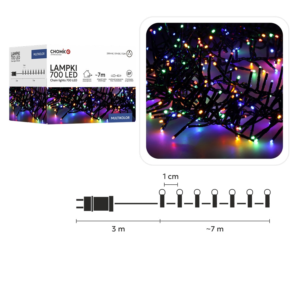LED girlianda 700 LED, 7 m, multikolor