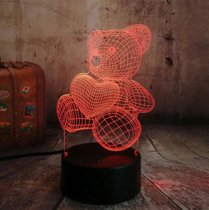LED lempa meškiuko formos
