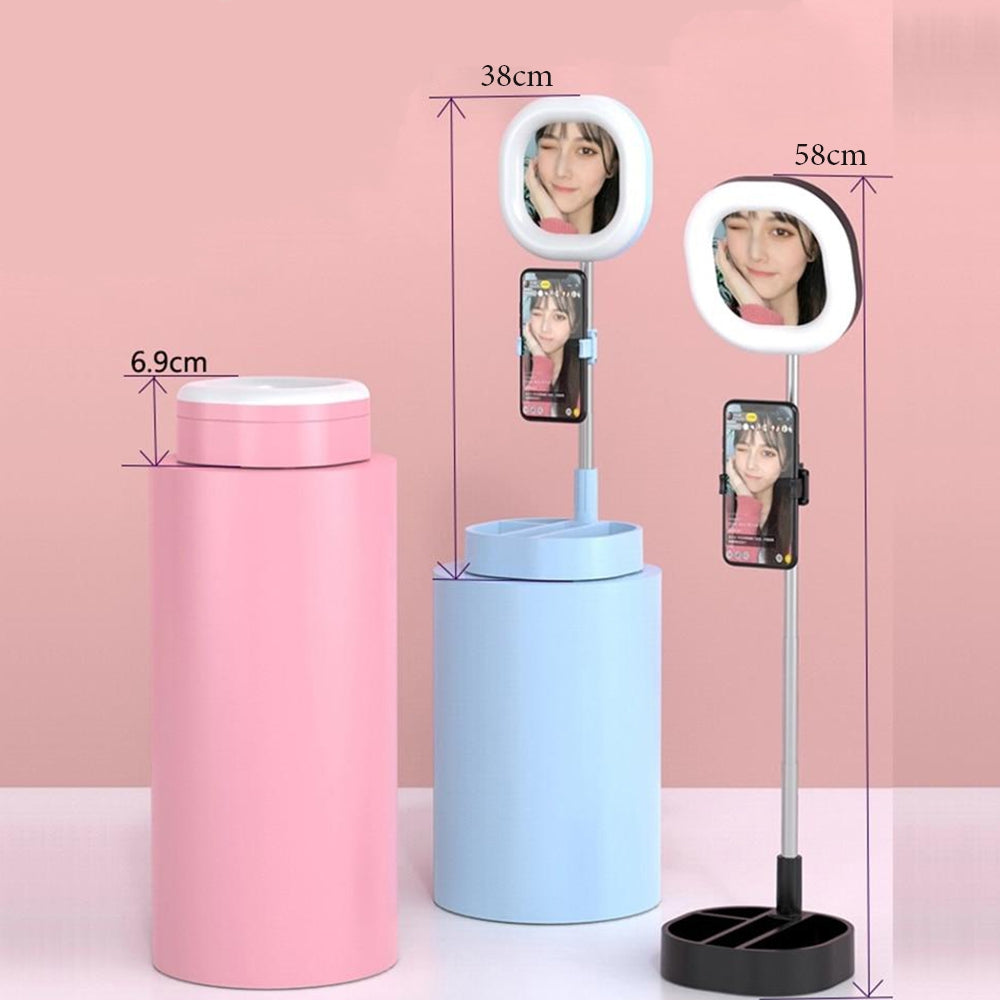 LED "Selfie" veidrodis su stovu - Juoda