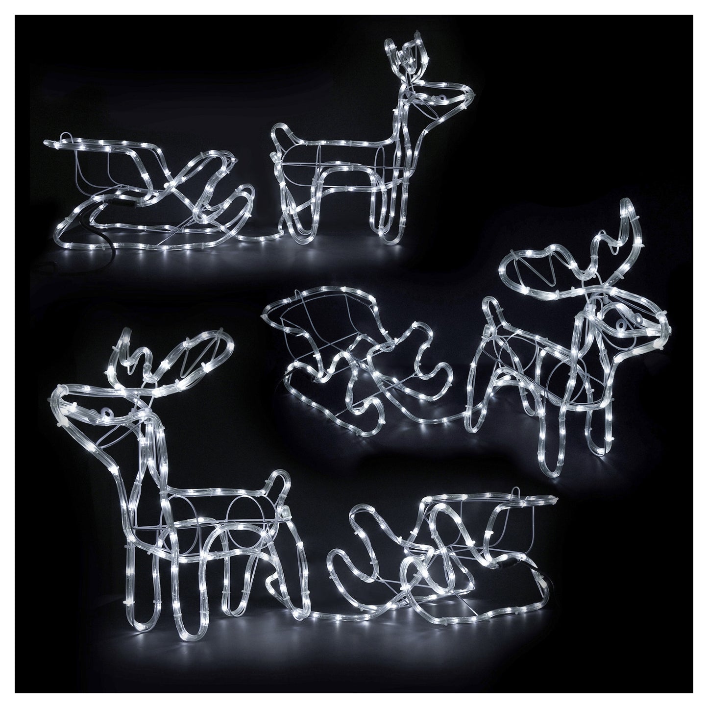 LED šviečianti elnių ir rogių dekoracija – 120 cm