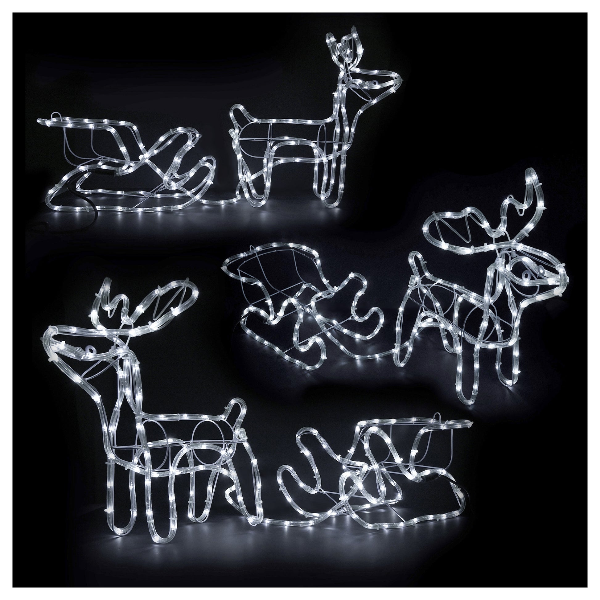 LED šviečianti elnių ir rogių dekoracija – 120 cm