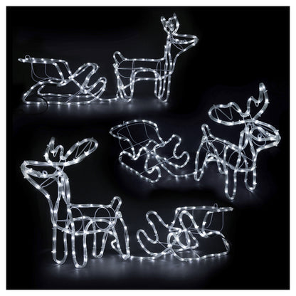 LED šviečianti elnių ir rogių dekoracija – 120 cm