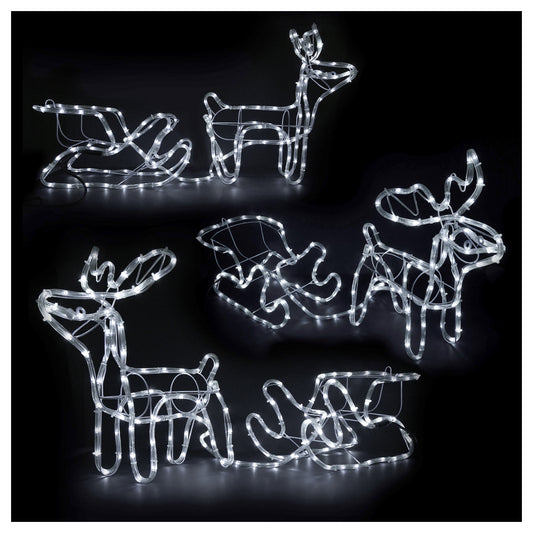 LED šviečianti elnių ir rogių dekoracija – 120 cm