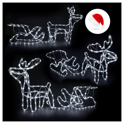 LED šviečianti elnių ir rogių dekoracija – 120 cm