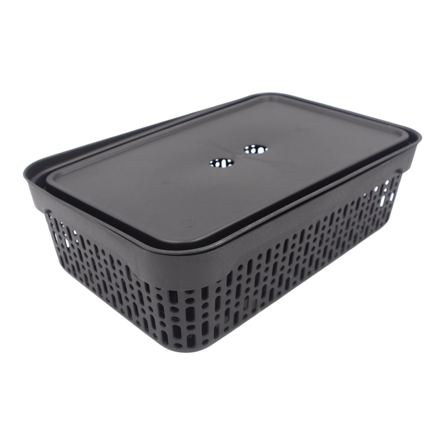 Plastikinė dėžė su dangčiu 40×30×13 cm JUODA