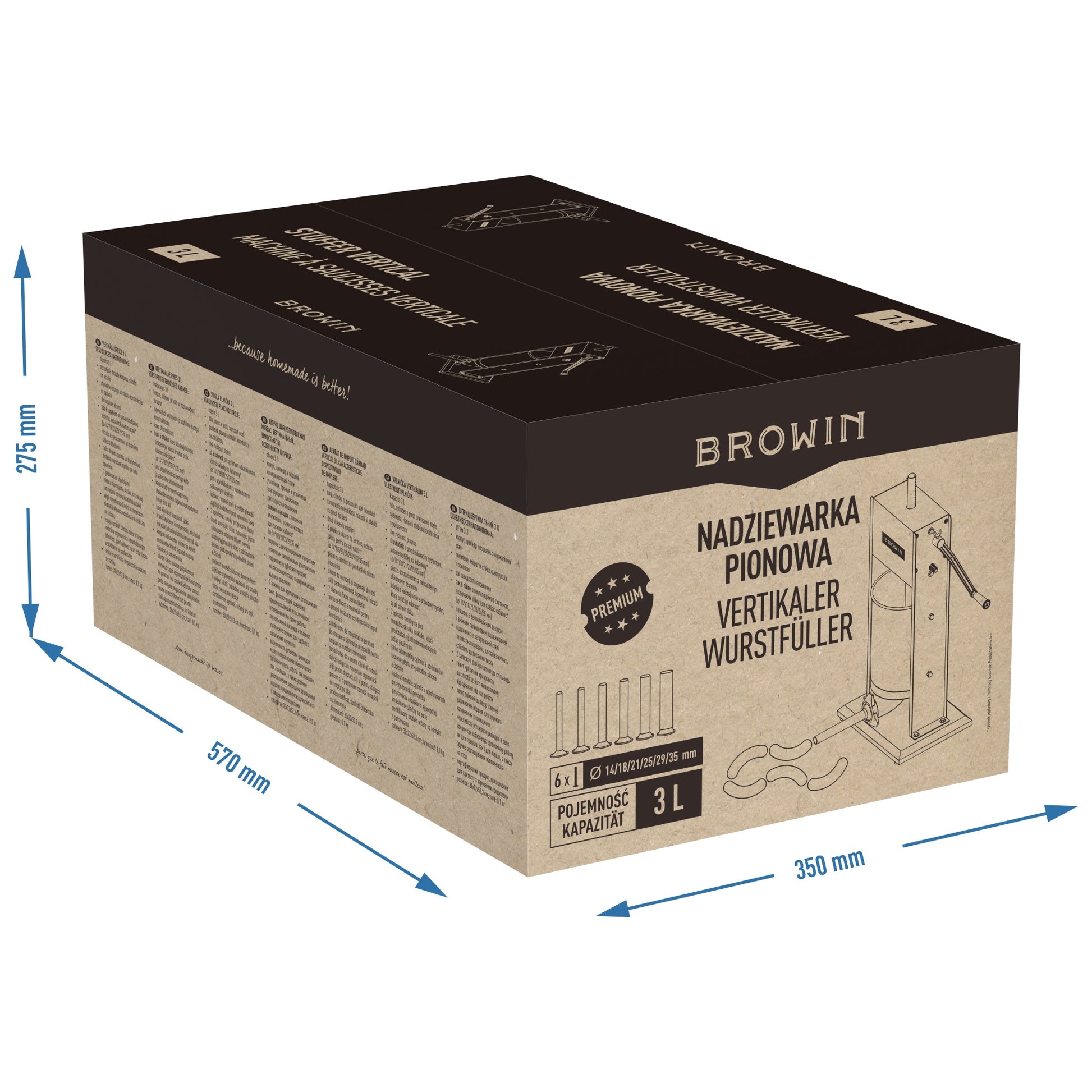 Premium vertikalus dešrų kimštuvas 3L