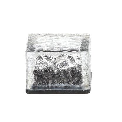 Stiklinė saulės lempa – kubas 7 × 7 × 5 cm, šaltai balta LED
