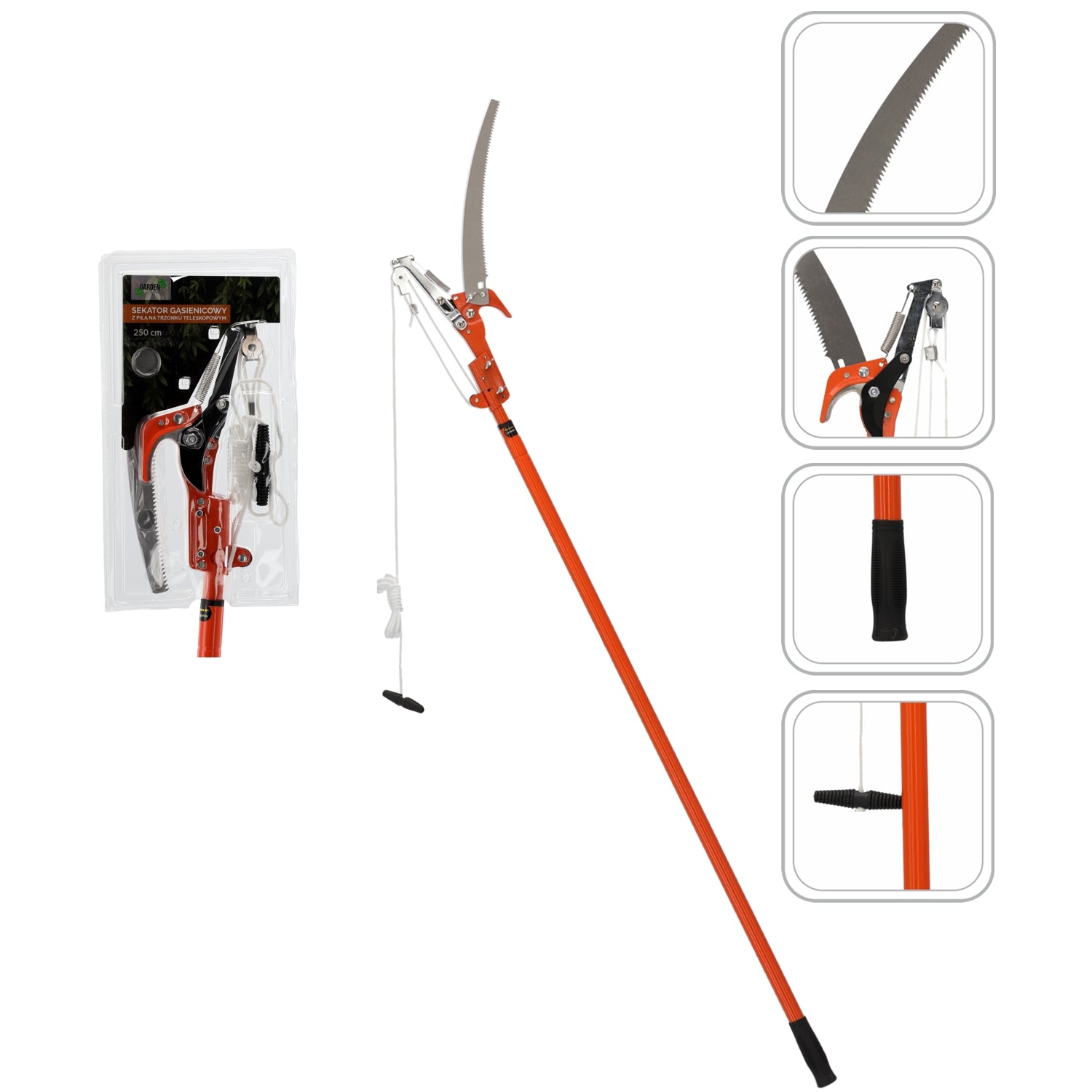 Teleskopinis šakų genėtuvas su pjūklu 250 cm
